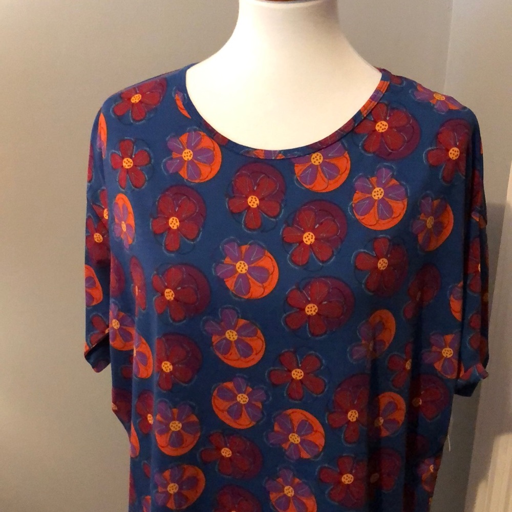 XS LuLaRoe Irma tunic top new navy red purple